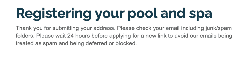 sydney pool registration email